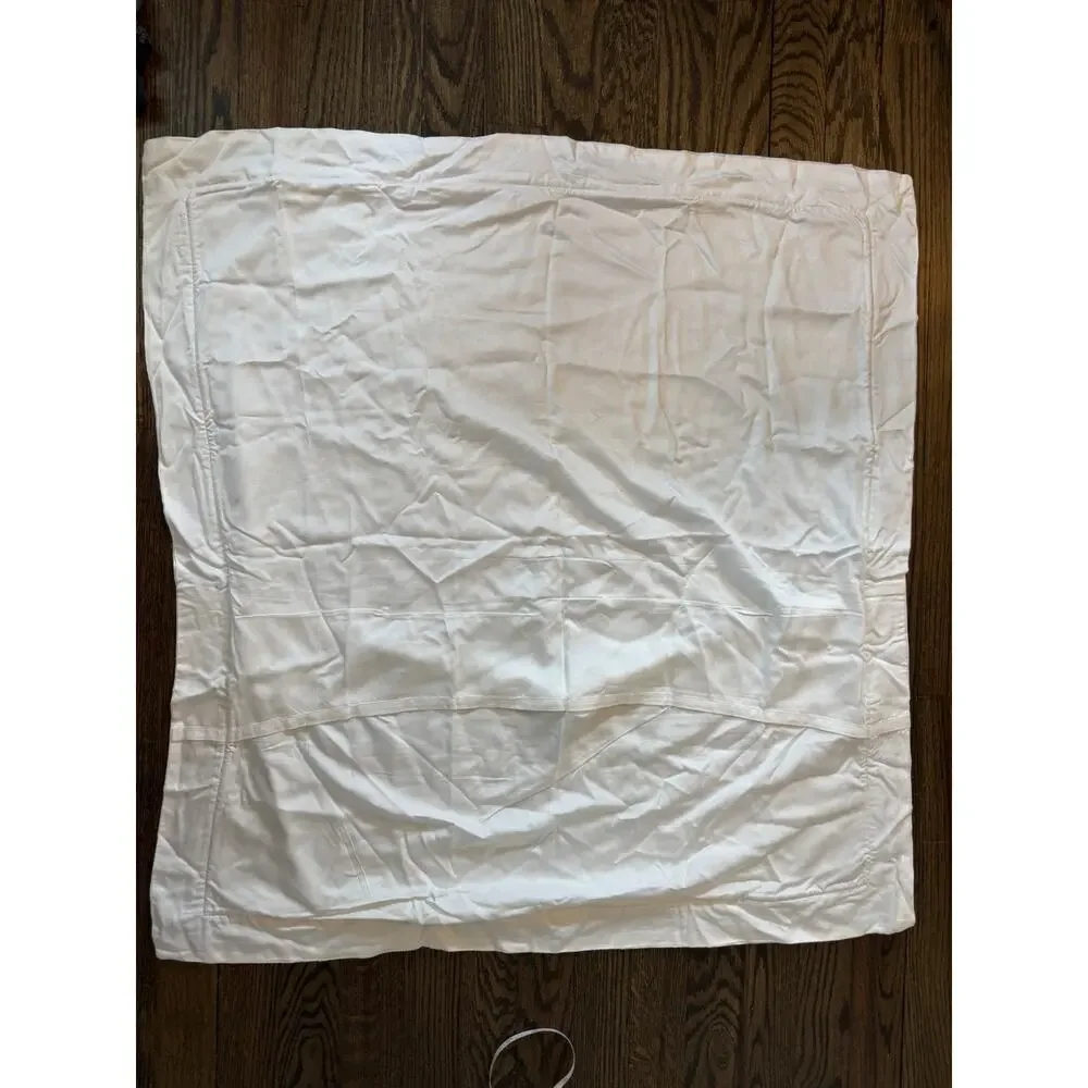 Pom Pom at Home Sheena Sateen Euro Pillow Sham Bamboo White Blue Trim NEW $103